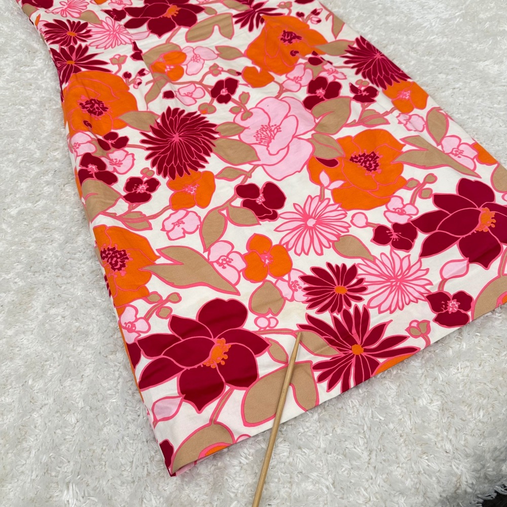 Ann Taylor 8 100% Cotton Red Floral Sleeveless Shift Dress Y2K Tropical Vintage - Picture 8 of 13